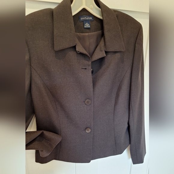 Ann Taylor lined wool jacket sz 8, dark grey (+ free Ann Taylor pants matching) - Picture 2 of 6